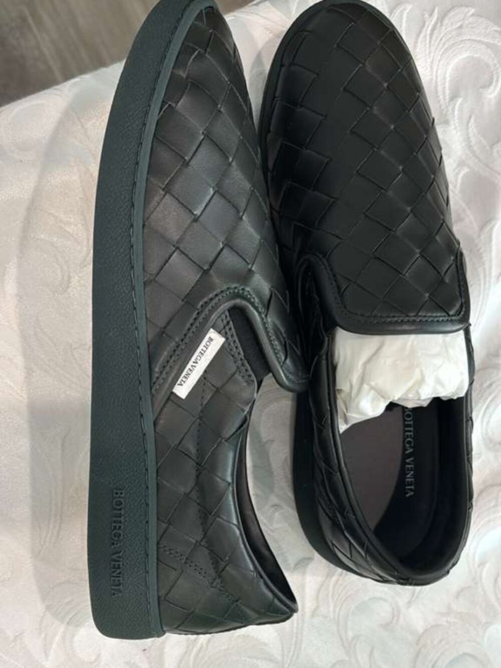 Bottega Veneta Men Sawyer Slip-On Intrecciato Leather Sneaker Dark Green IT 43 - Picture 6 of 7